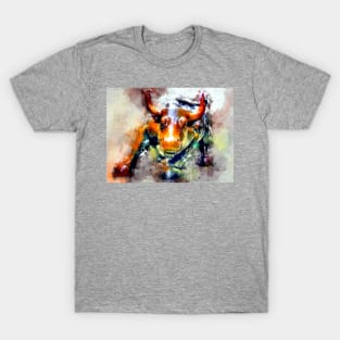 Watercolor Wall Street Bull T-Shirt